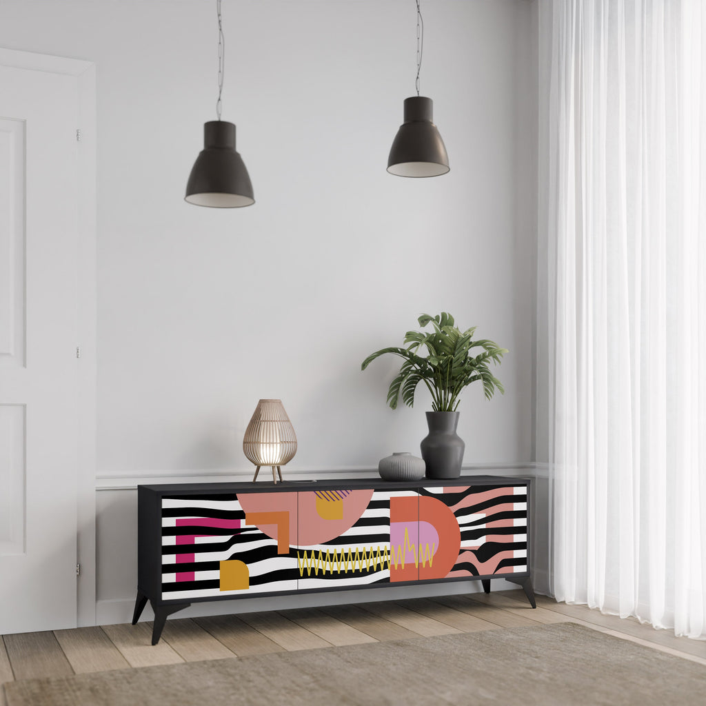 CHROMATIC ABSTRACT Móvel de TV com 3 Portas em Acabamento Preto