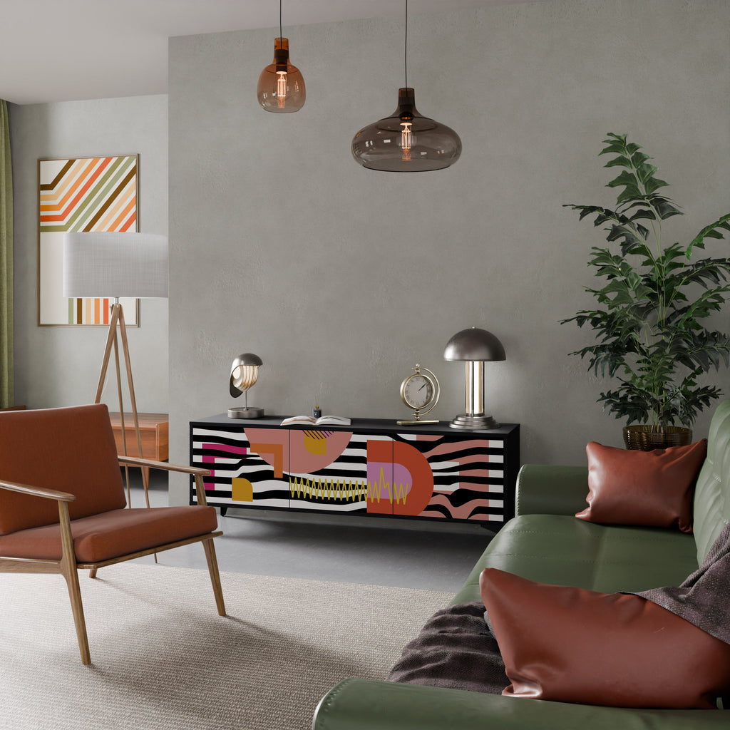 CHROMATIC ABSTRACT Móvel de TV com 3 Portas em Acabamento Preto