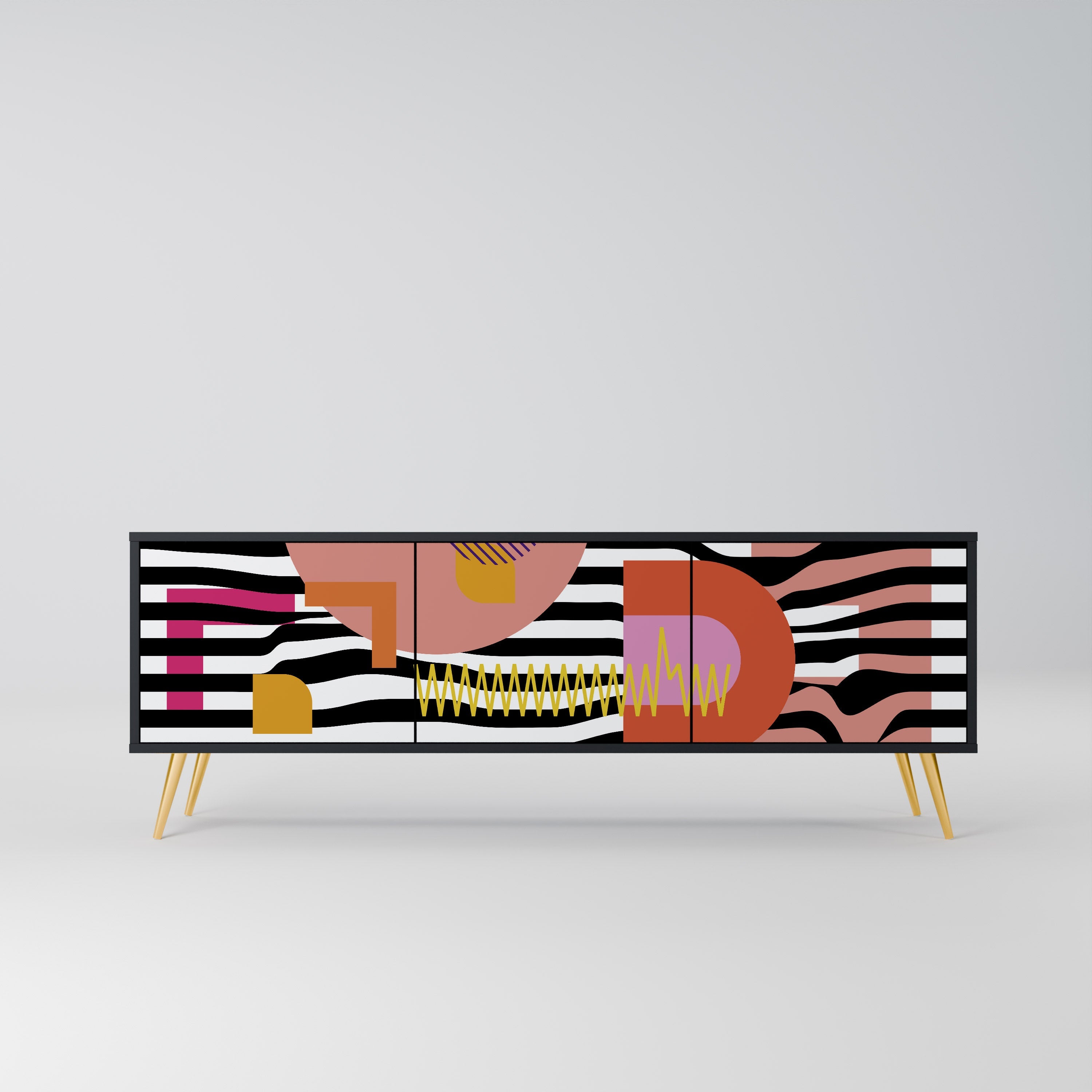 CHROMATIC ABSTRACT Móvel de TV com 3 Portas em Acabamento Preto