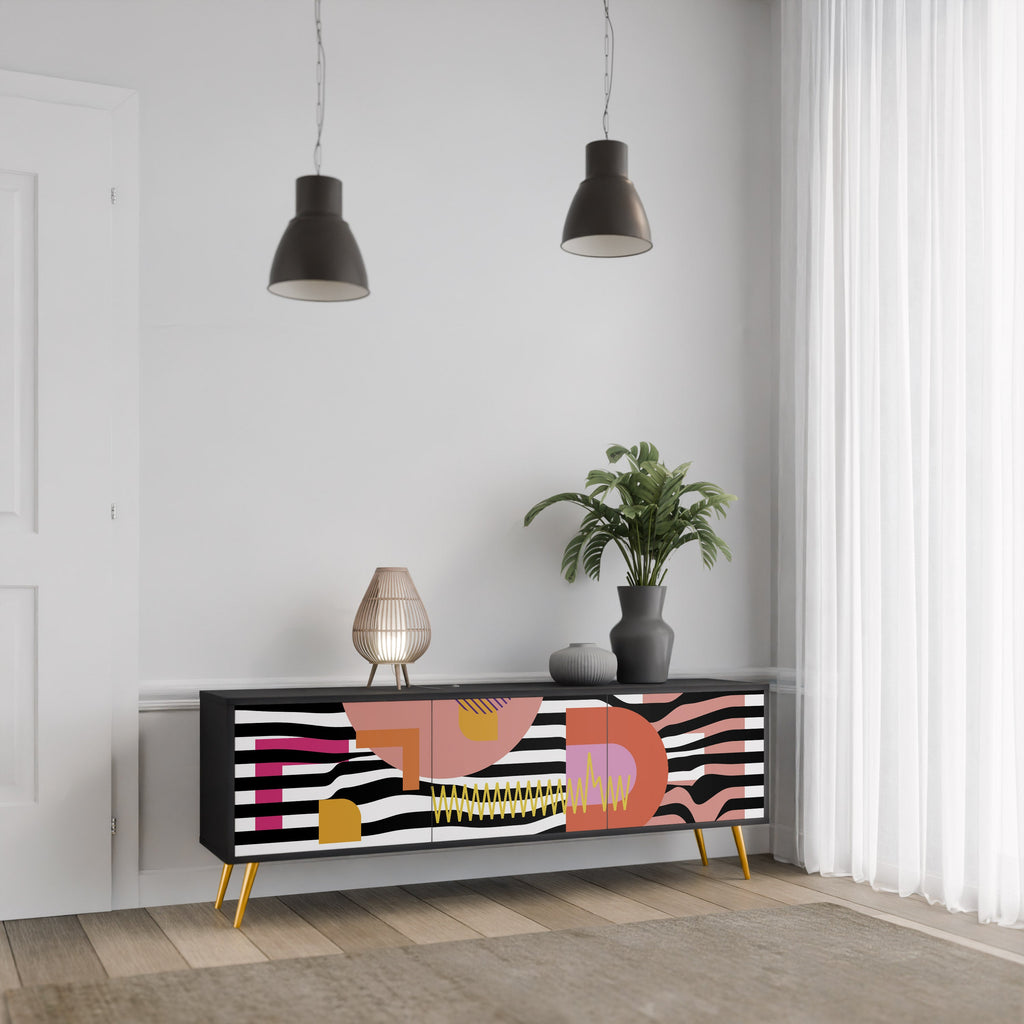 CHROMATIC ABSTRACT Móvel de TV com 3 Portas em Acabamento Preto