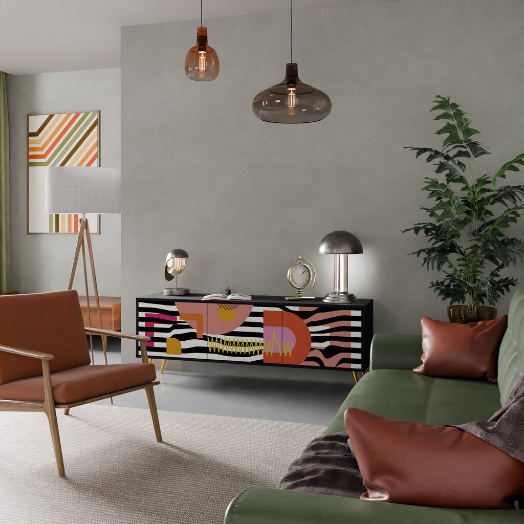 CHROMATIC ABSTRACT Móvel de TV com 3 Portas em Acabamento Preto