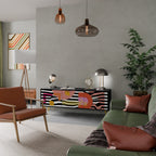 CHROMATIC ABSTRACT Móvel de TV com 3 Portas em Acabamento Preto