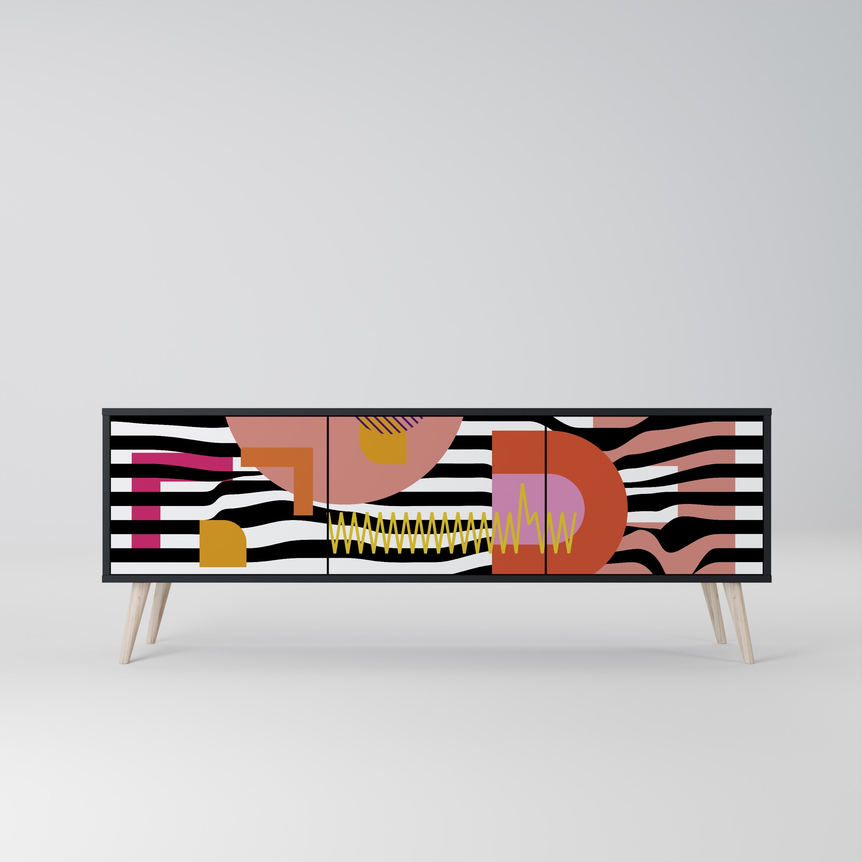 CHROMATIC ABSTRACT Móvel de TV com 3 Portas em Acabamento Preto