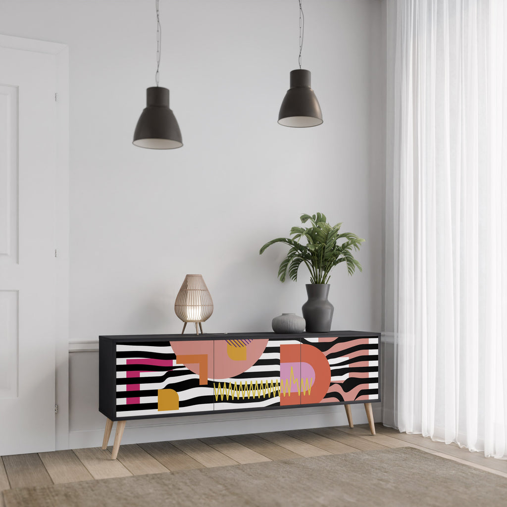 CHROMATIC ABSTRACT Móvel de TV com 3 Portas em Acabamento Preto