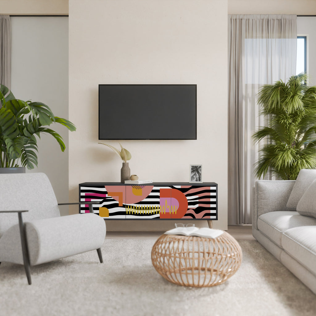 CHROMATIC ABSTRACT Móvel de TV com 3 Portas em Acabamento Preto