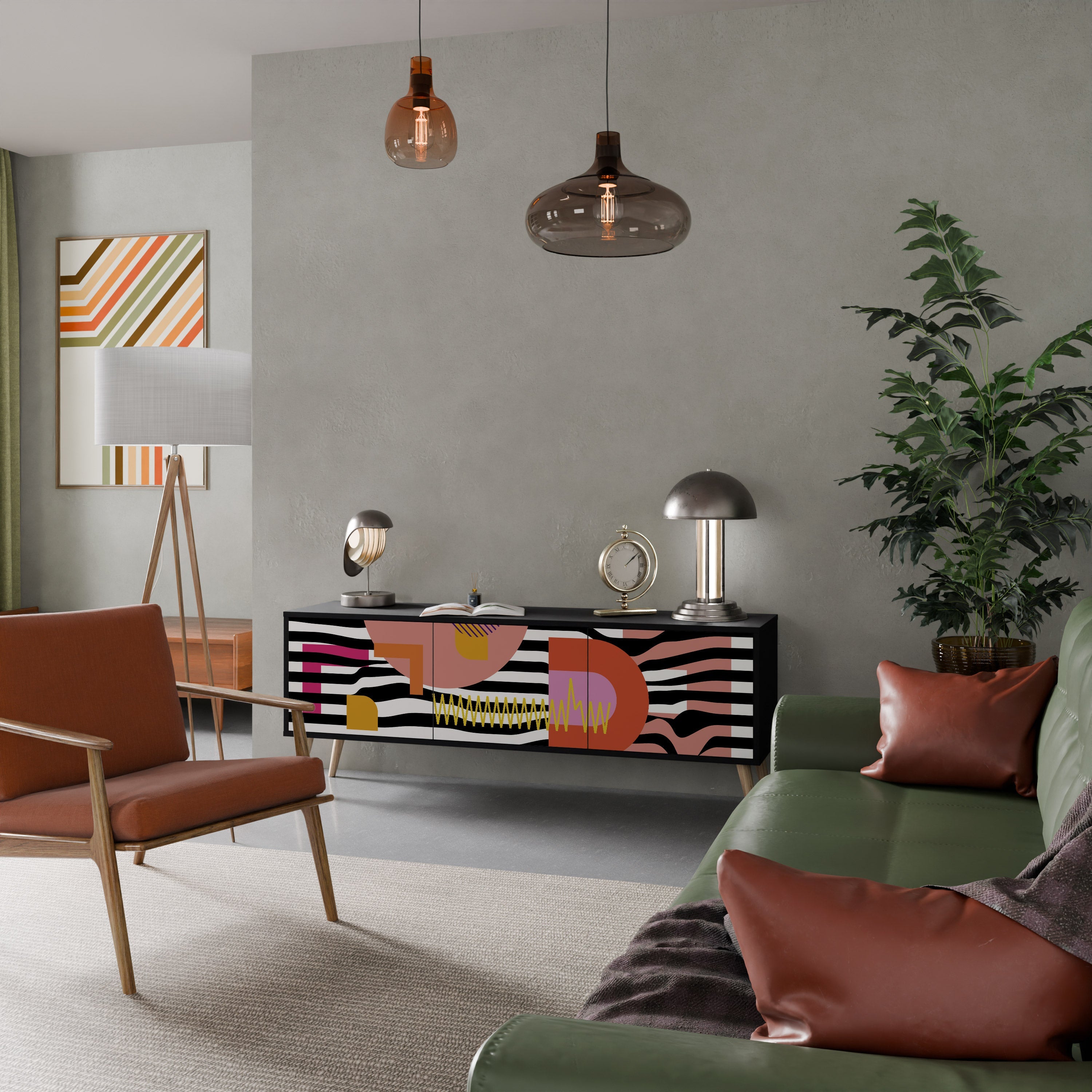 CHROMATIC ABSTRACT Móvel de TV com 3 Portas em Acabamento Preto