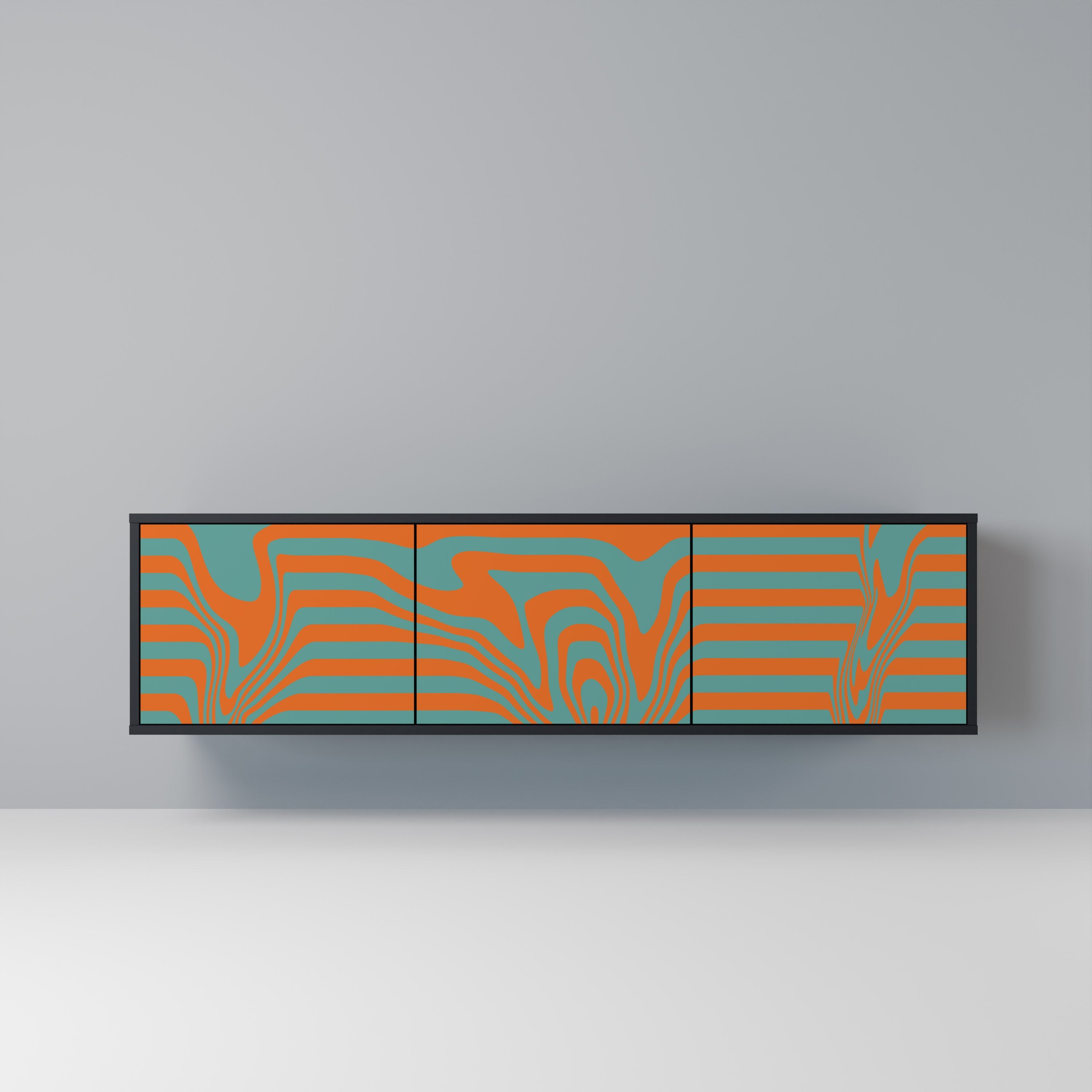 LINE COLLAPSE Móvel de TV com 3 Portas em Acabamento Preto