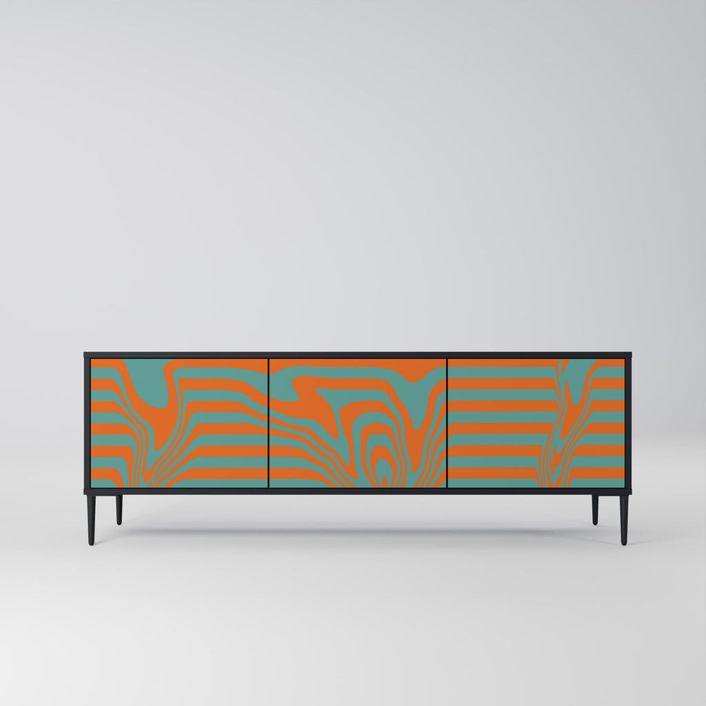 LINE COLLAPSE Móvel de TV com 3 Portas em Acabamento Preto