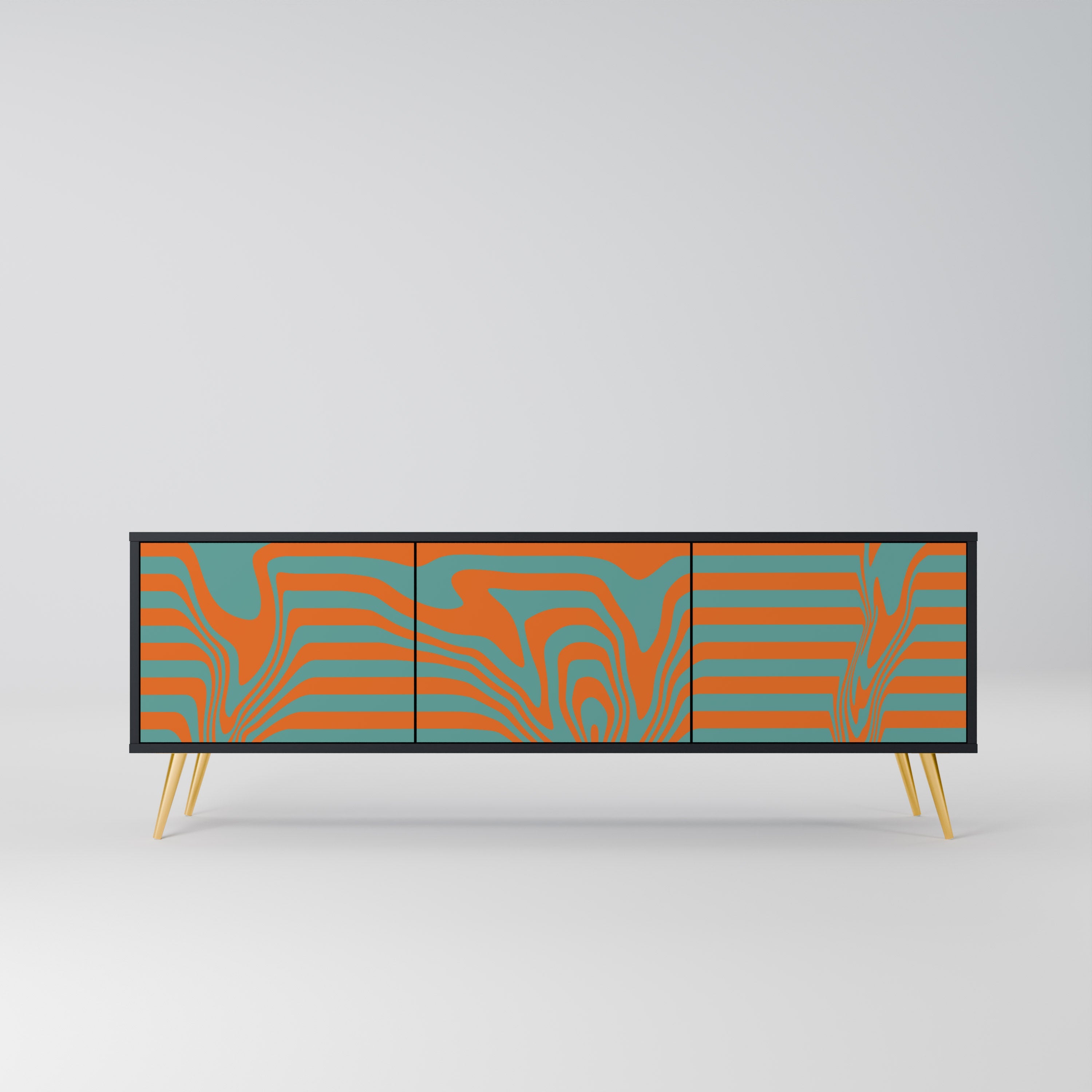 LINE COLLAPSE Móvel de TV com 3 Portas em Acabamento Preto