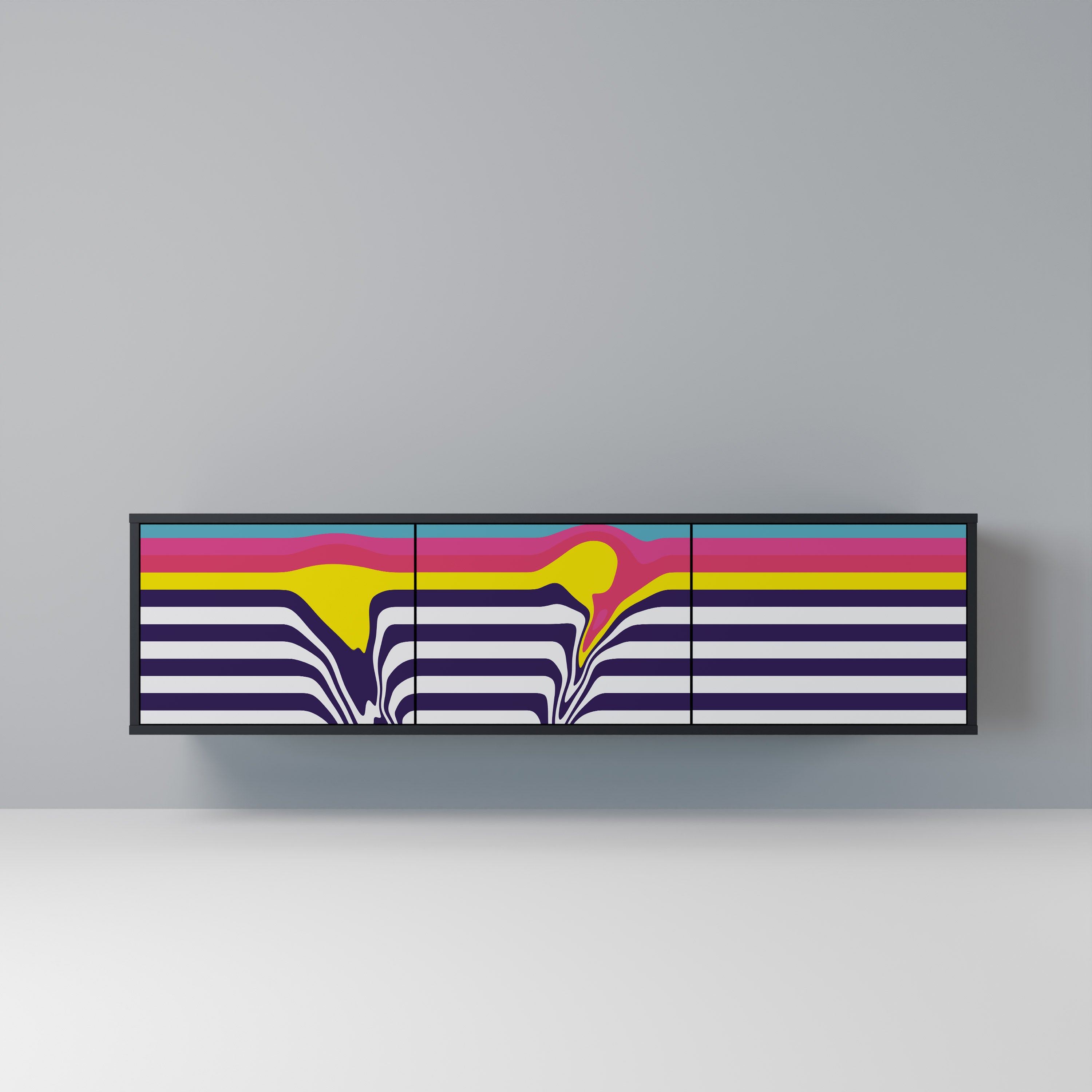 COLORFUL DIVERSION Móvel de TV com 3 Portas em Acabamento Preto