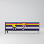 COLORFUL DIVERSION Móvel de TV com 3 Portas em Acabamento Preto