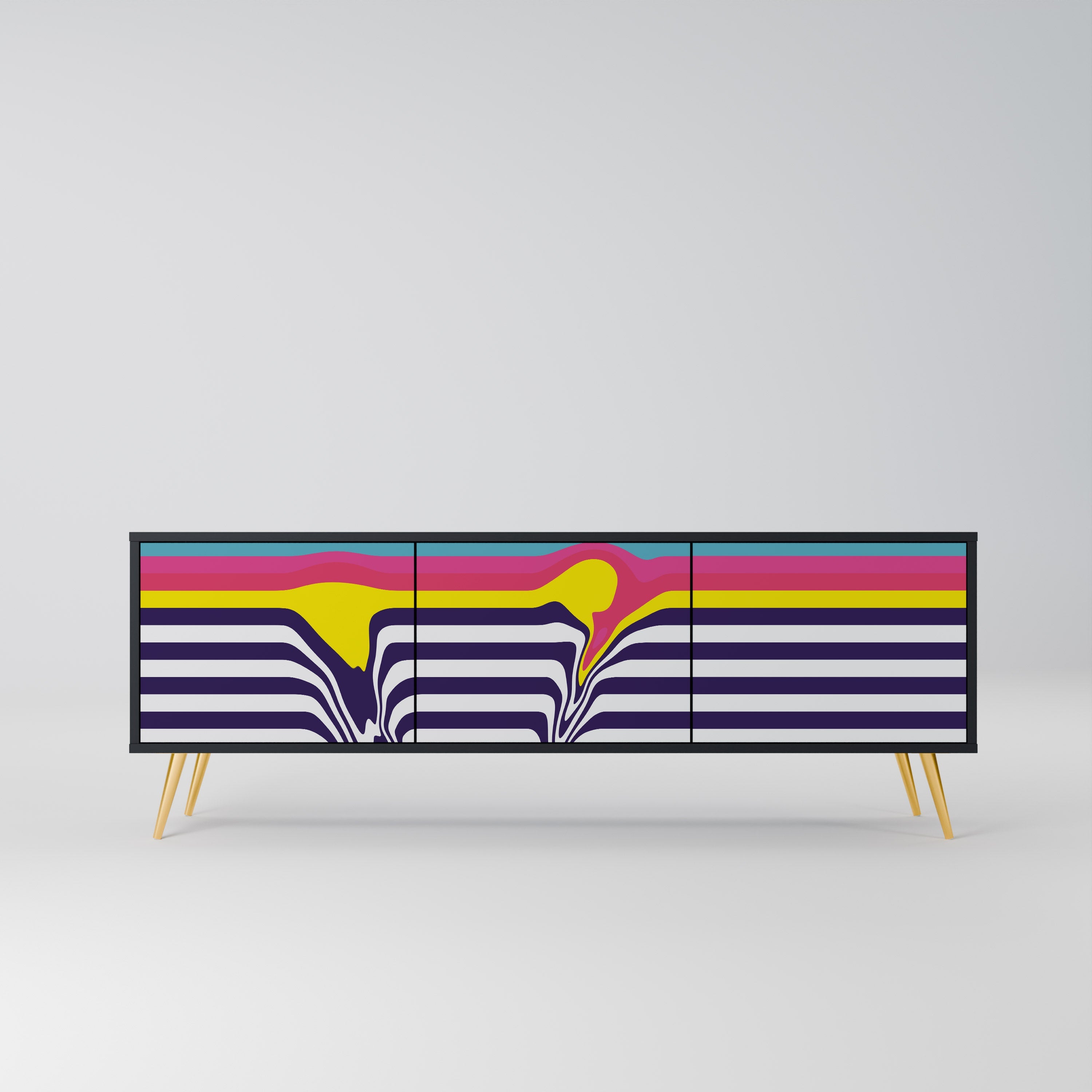 COLORFUL DIVERSION Móvel de TV com 3 Portas em Acabamento Preto