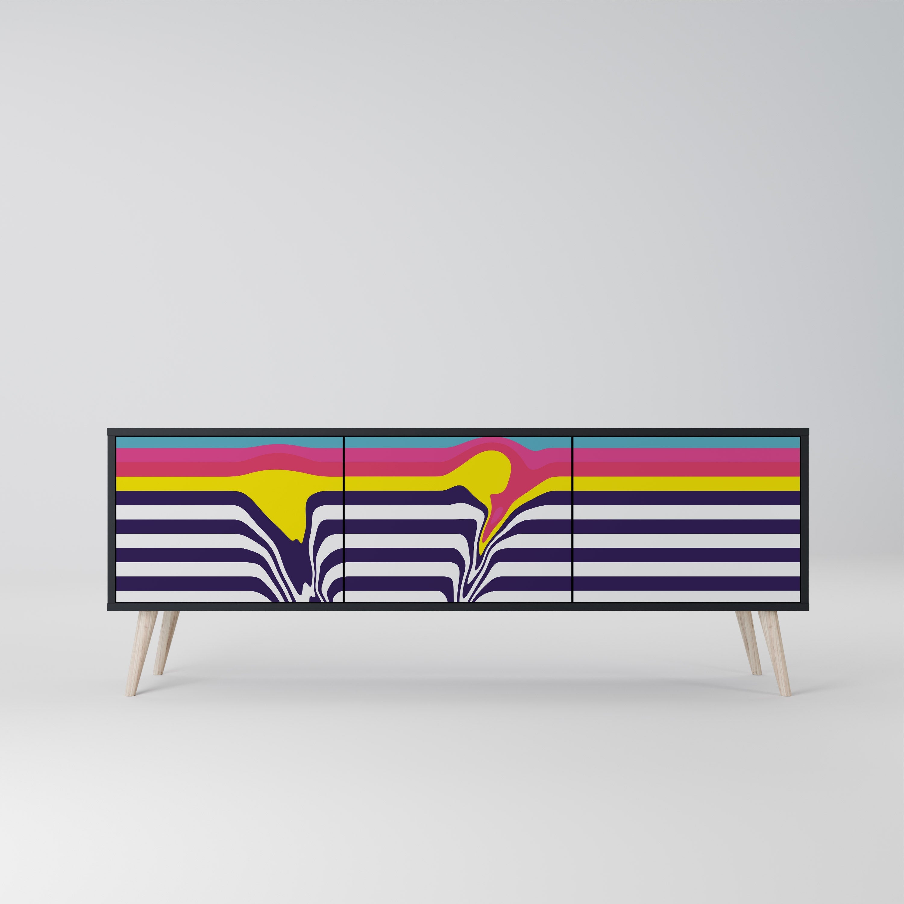 COLORFUL DIVERSION Móvel de TV com 3 Portas em Acabamento Preto