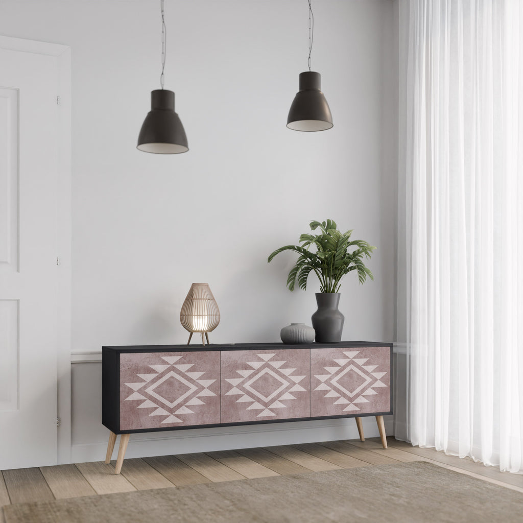 MARVEL MOSAIC Móvel de TV com 3 Portas em Acabamento Preto