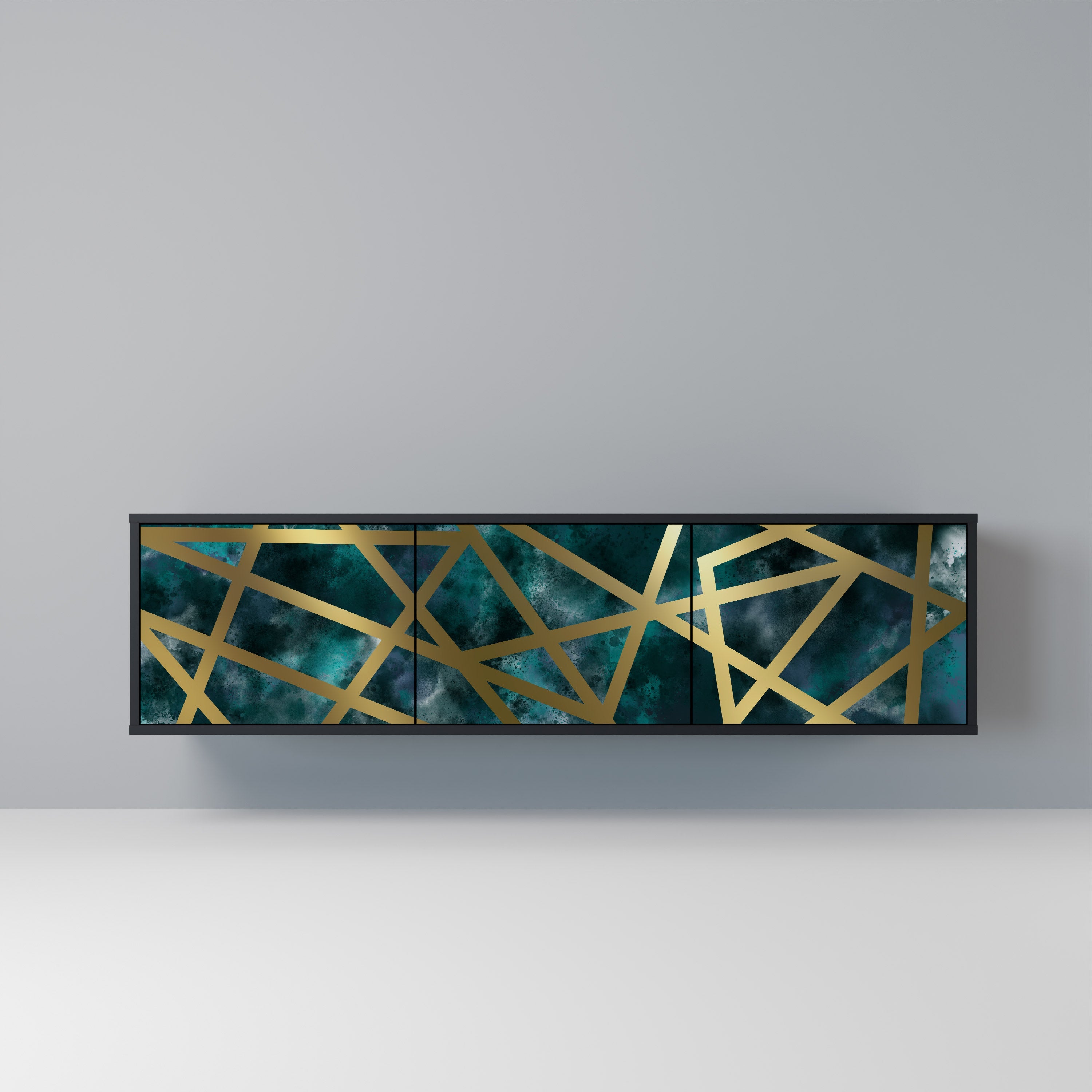 THE LABYRINTH OF GOLD Móvel de TV com 3 Portas em Acabamento Preto