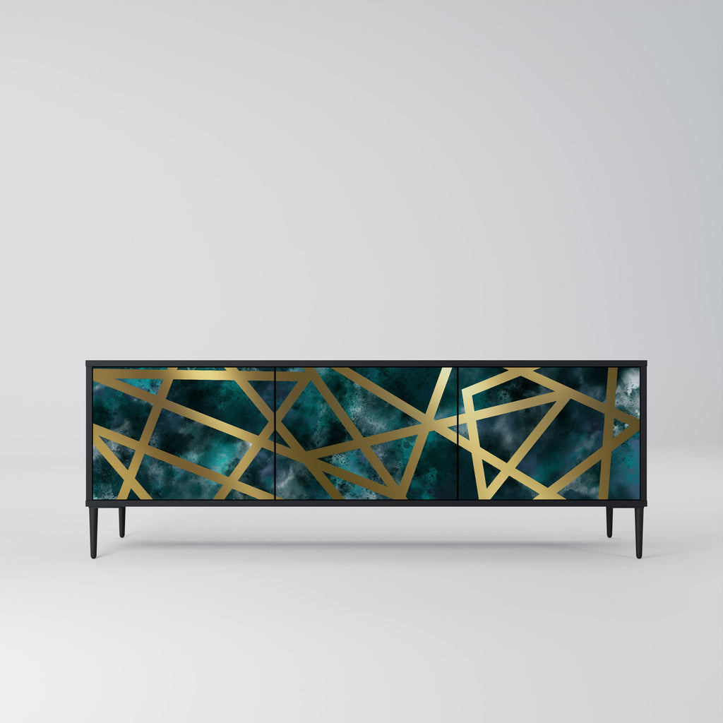 THE LABYRINTH OF GOLD 3-Door TV Stand in Black Finish