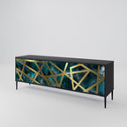 THE LABYRINTH OF GOLD 3-Door TV Stand in Black Finish