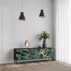 THE LABYRINTH OF GOLD 3-Door TV Stand in Black Finish