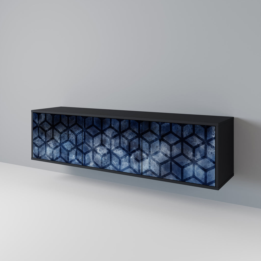 CUBIC MIST Móvel de TV com 3 Portas em Acabamento Preto