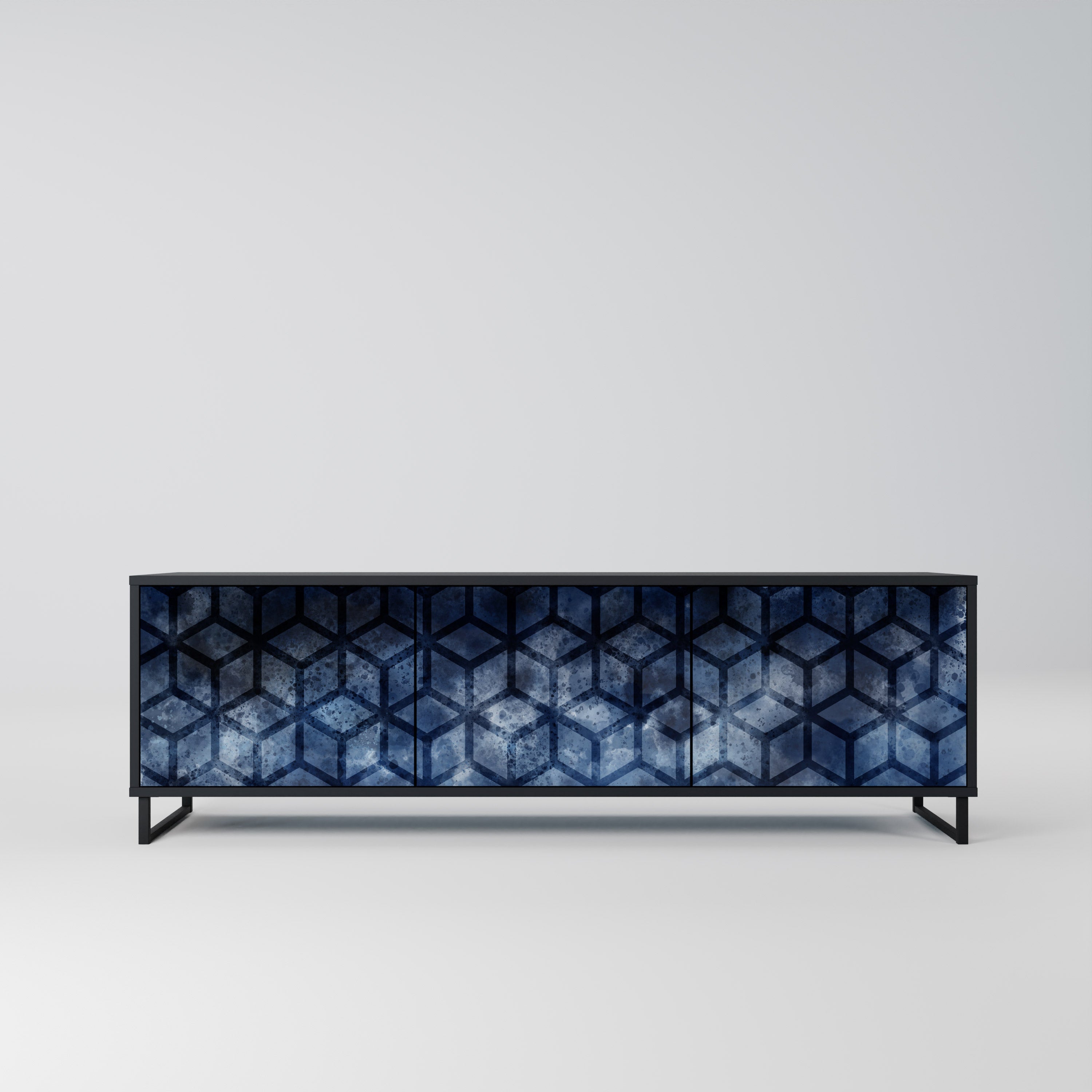 CUBIC MIST Móvel de TV com 3 Portas em Acabamento Preto