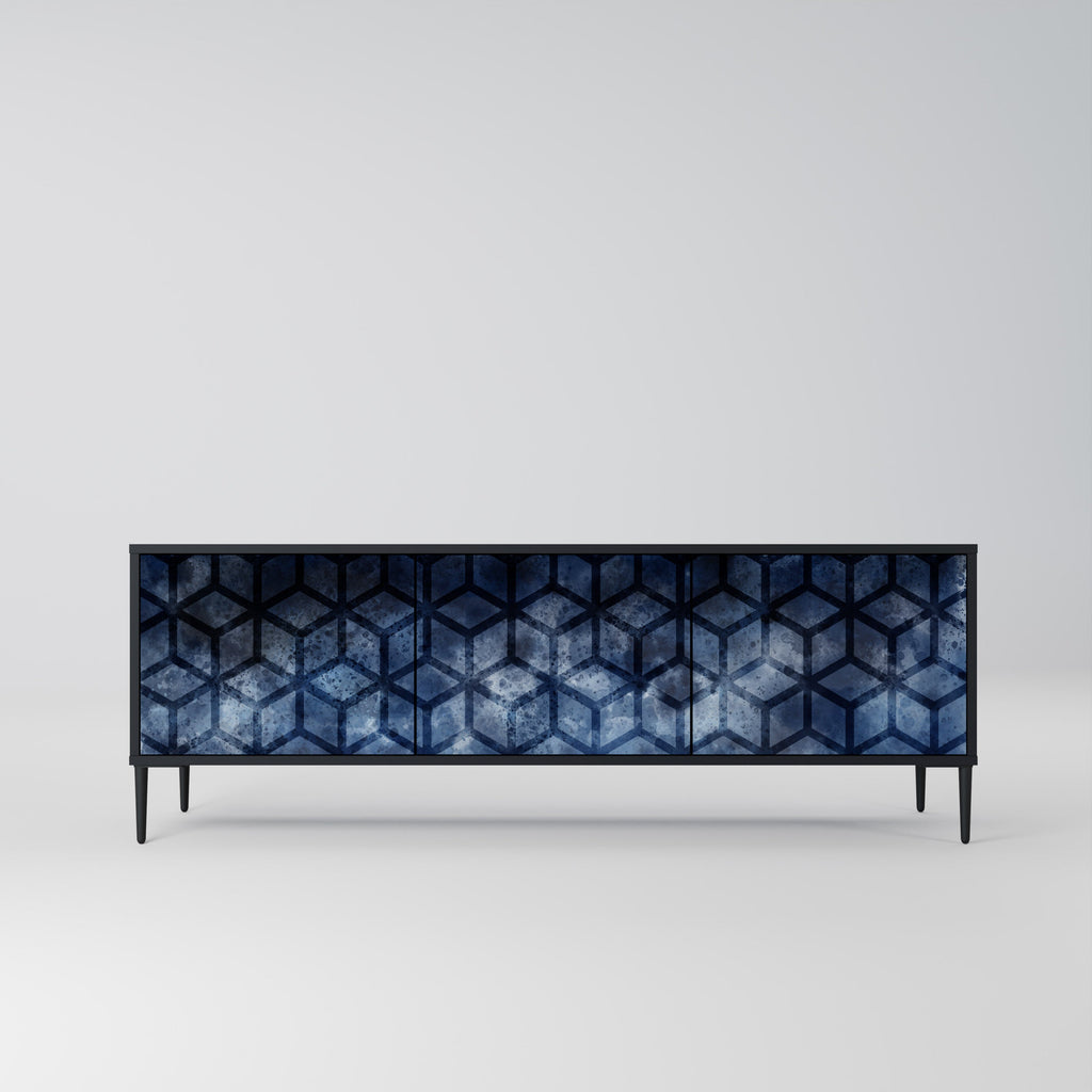 CUBIC MIST Móvel de TV com 3 Portas em Acabamento Preto