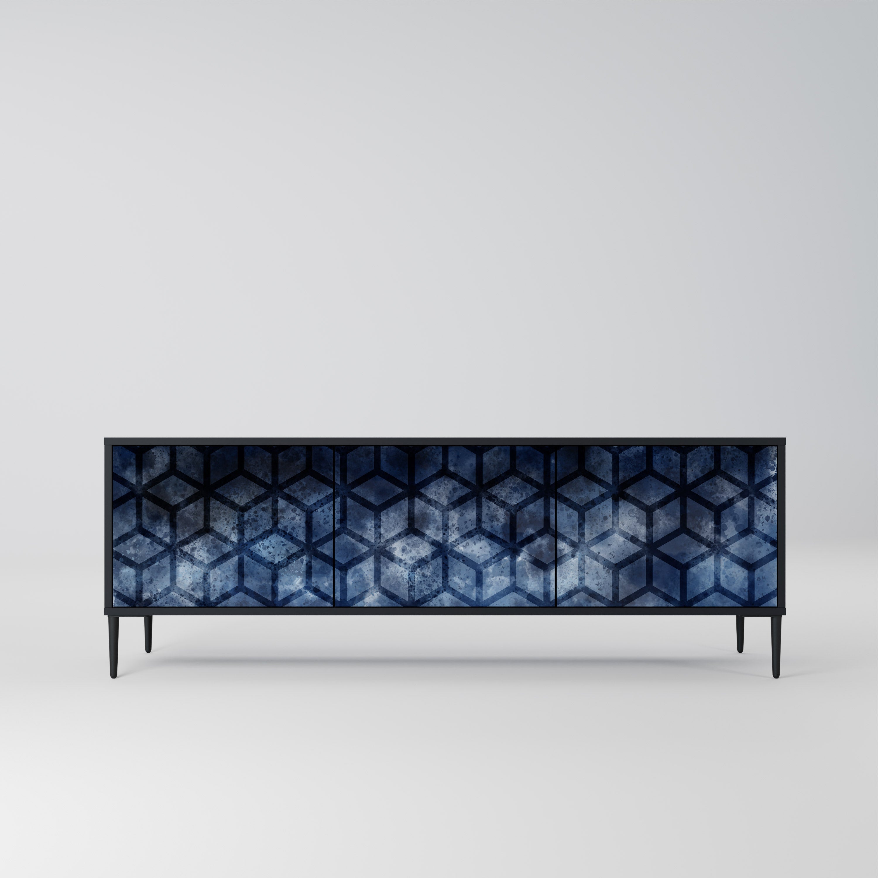 CUBIC MIST Móvel de TV com 3 Portas em Acabamento Preto