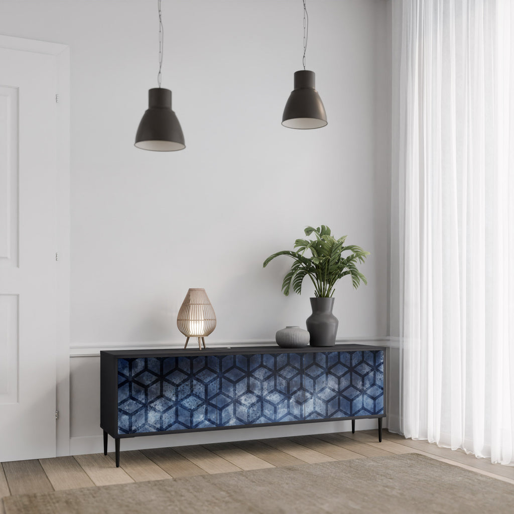 CUBIC MIST Móvel de TV com 3 Portas em Acabamento Preto