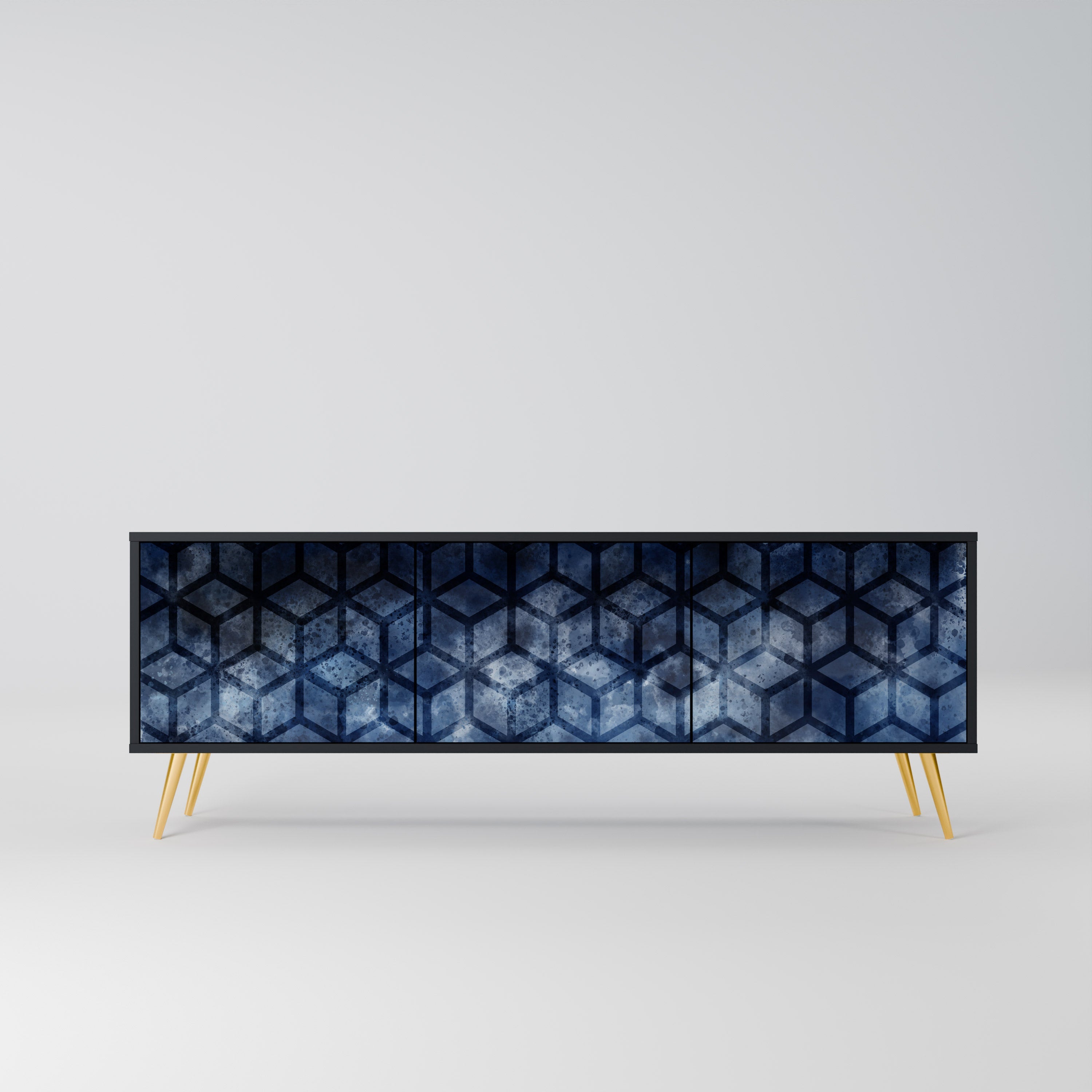 CUBIC MIST Móvel de TV com 3 Portas em Acabamento Preto