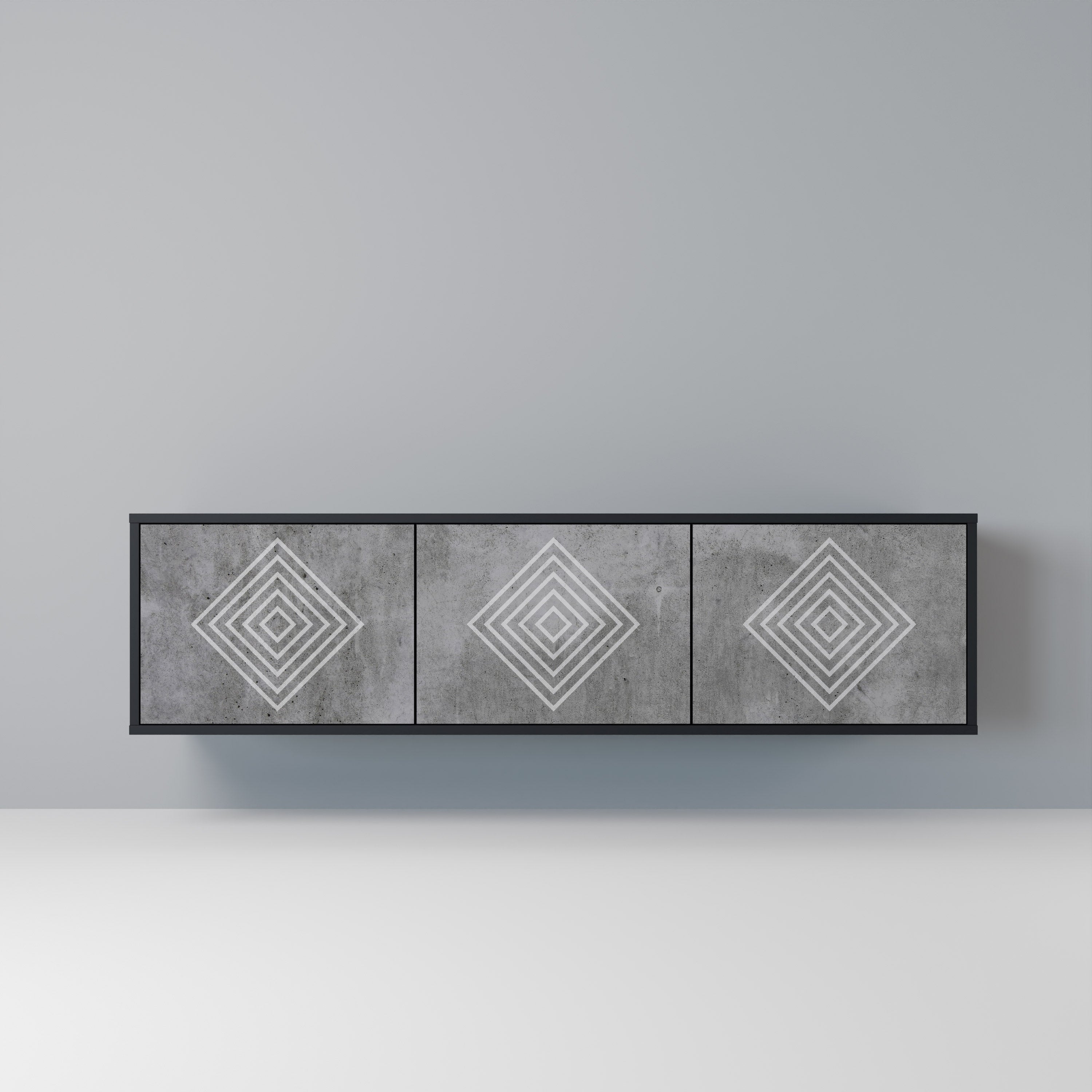 POLYGONAL ARTISTRY Móvel de TV com 3 Portas em Acabamento Preto