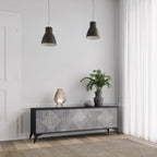 POLYGONAL ARTISTRY 3-Door TV Stand in Black Finish