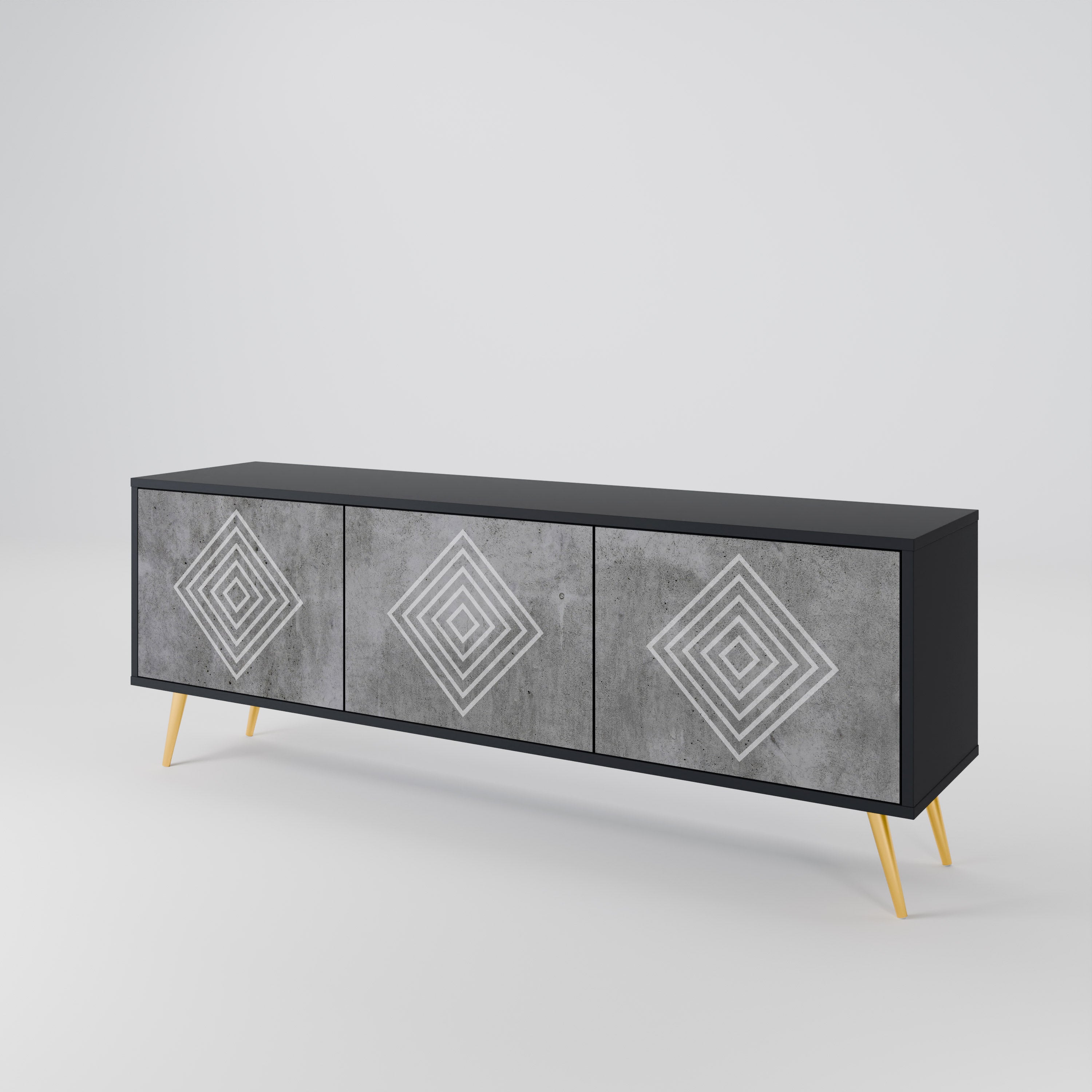 POLYGONAL ARTISTRY 3-Door TV Cabinet