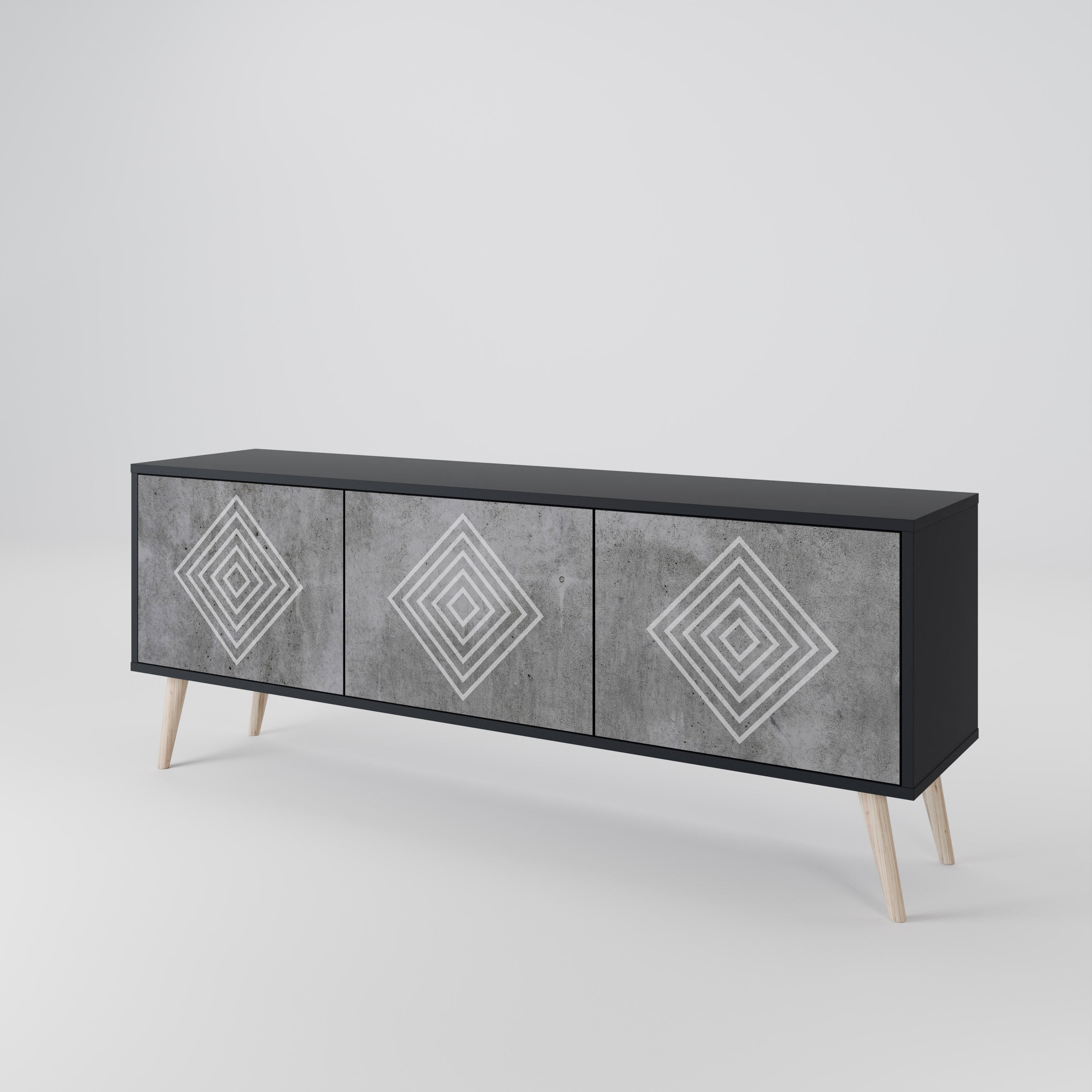 POLYGONAL ARTISTRY 3-Door TV Cabinet