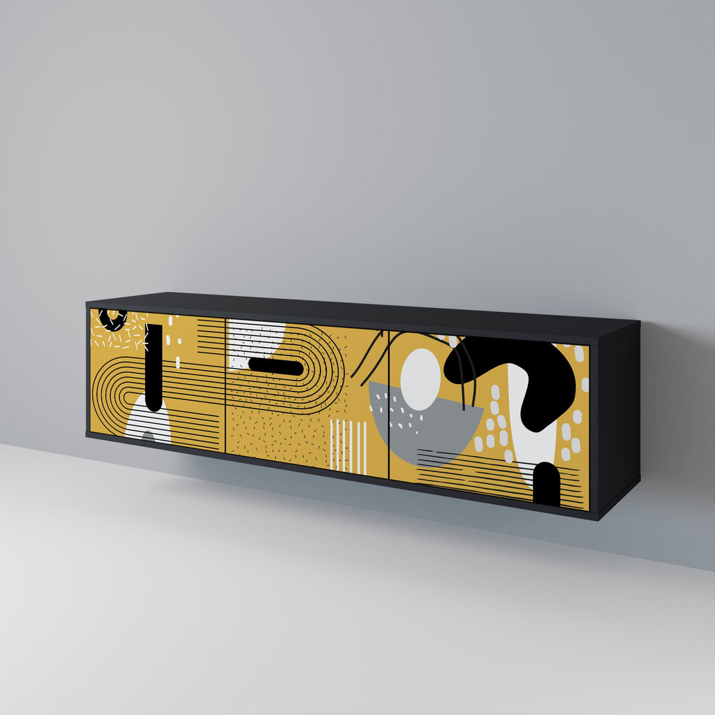 SHAPESHIFT SYMPHONY Móvel de TV com 3 Portas em Acabamento Preto