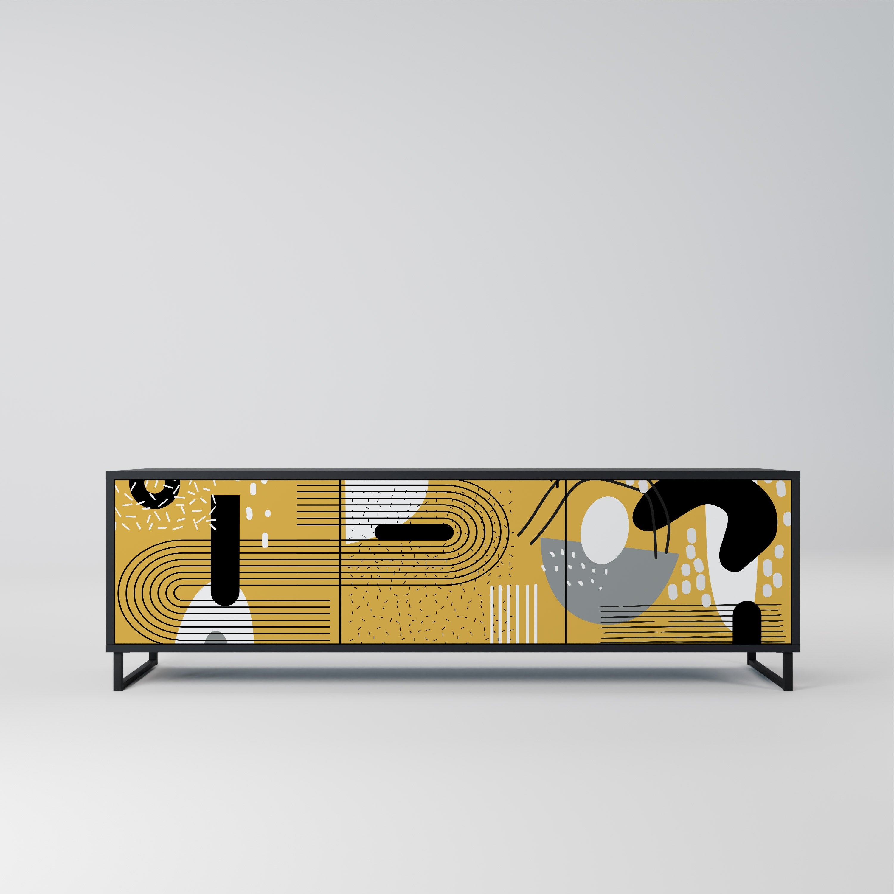 SHAPESHIFT SYMPHONY Móvel de TV com 3 Portas em Acabamento Preto
