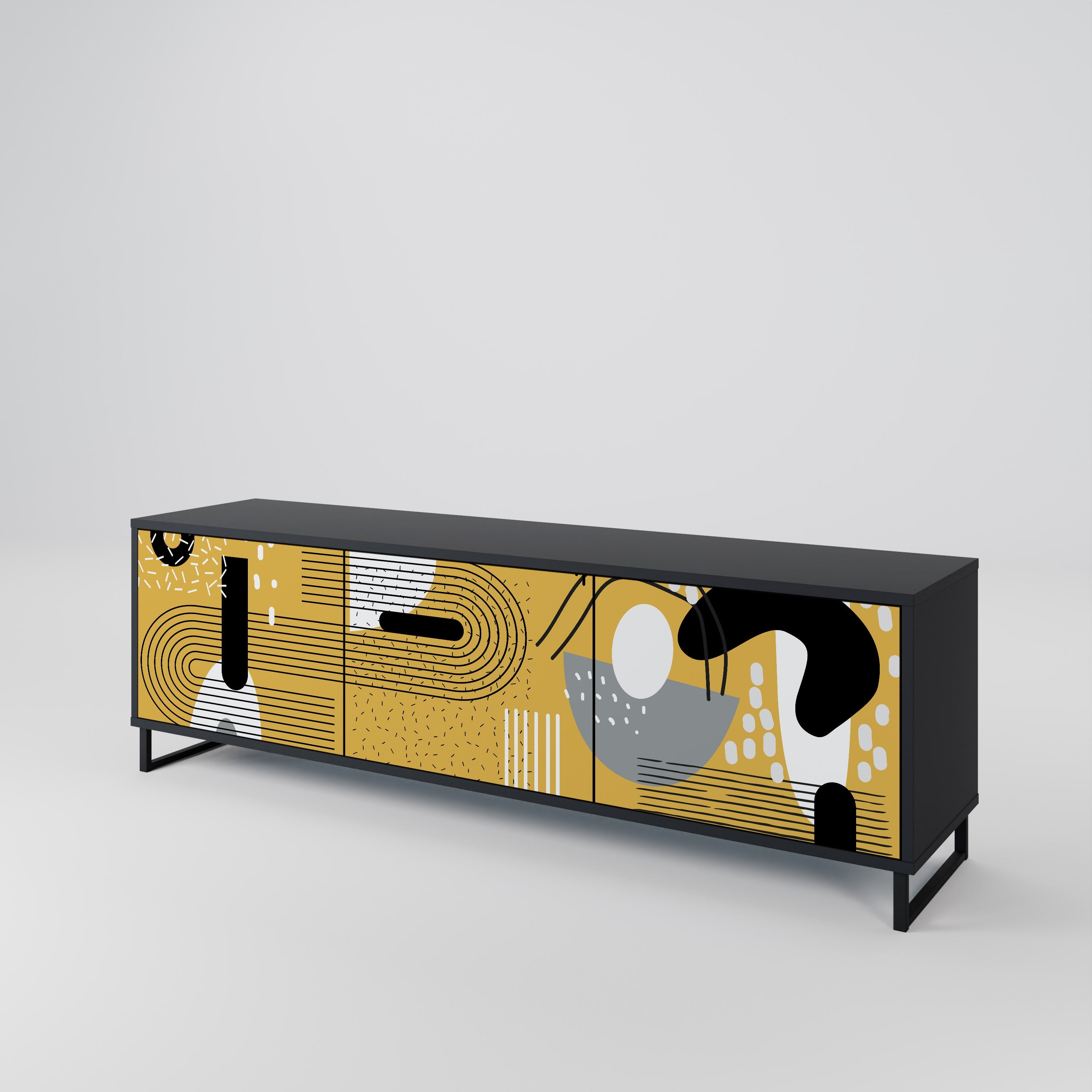 SHAPESHIFT SYMPHONY Móvel de TV com 3 Portas em Acabamento Preto