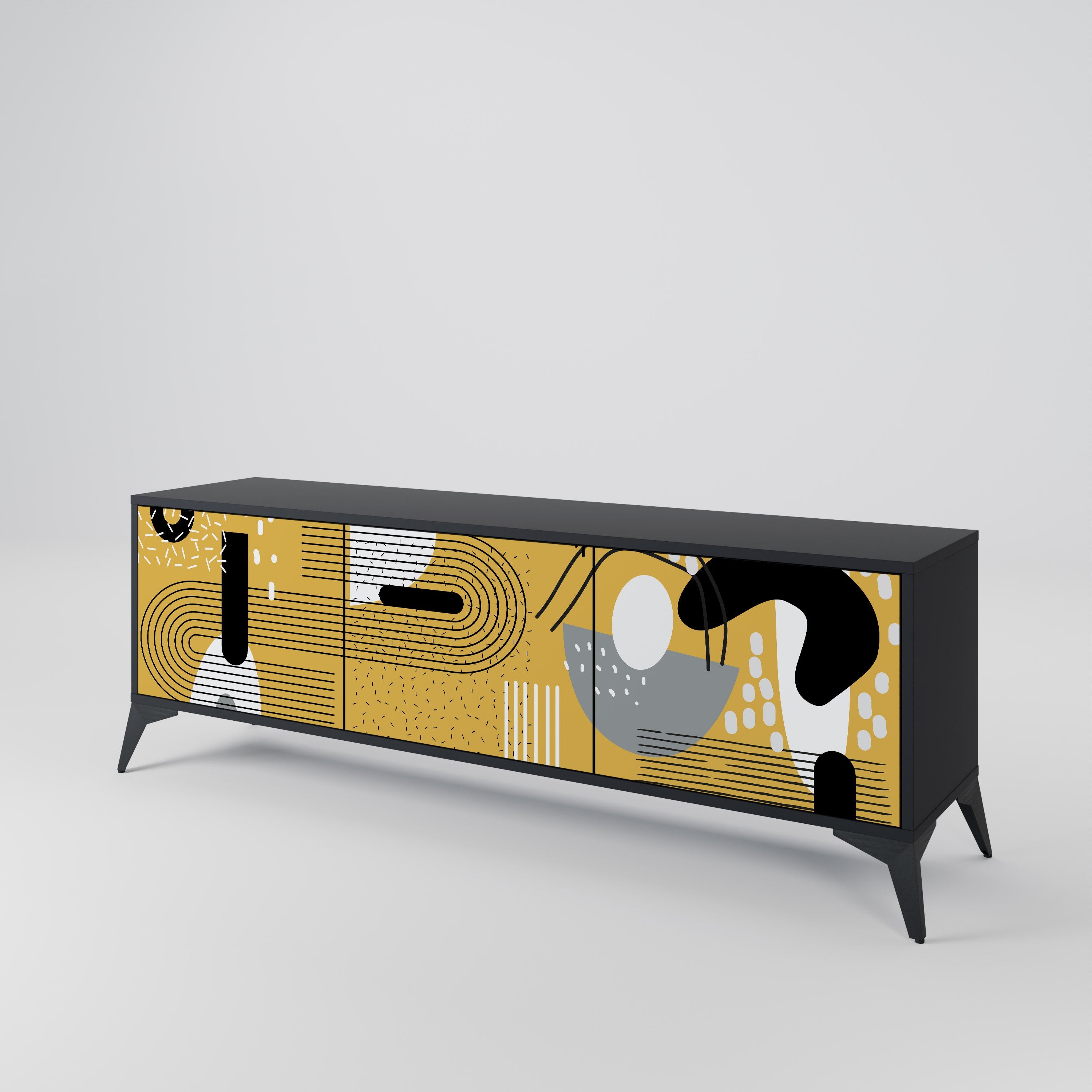 SHAPESHIFT SYMPHONY Móvel de TV com 3 Portas em Acabamento Preto