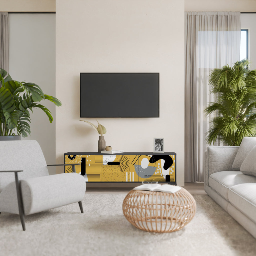 SHAPESHIFT SYMPHONY Móvel de TV com 3 Portas em Acabamento Preto