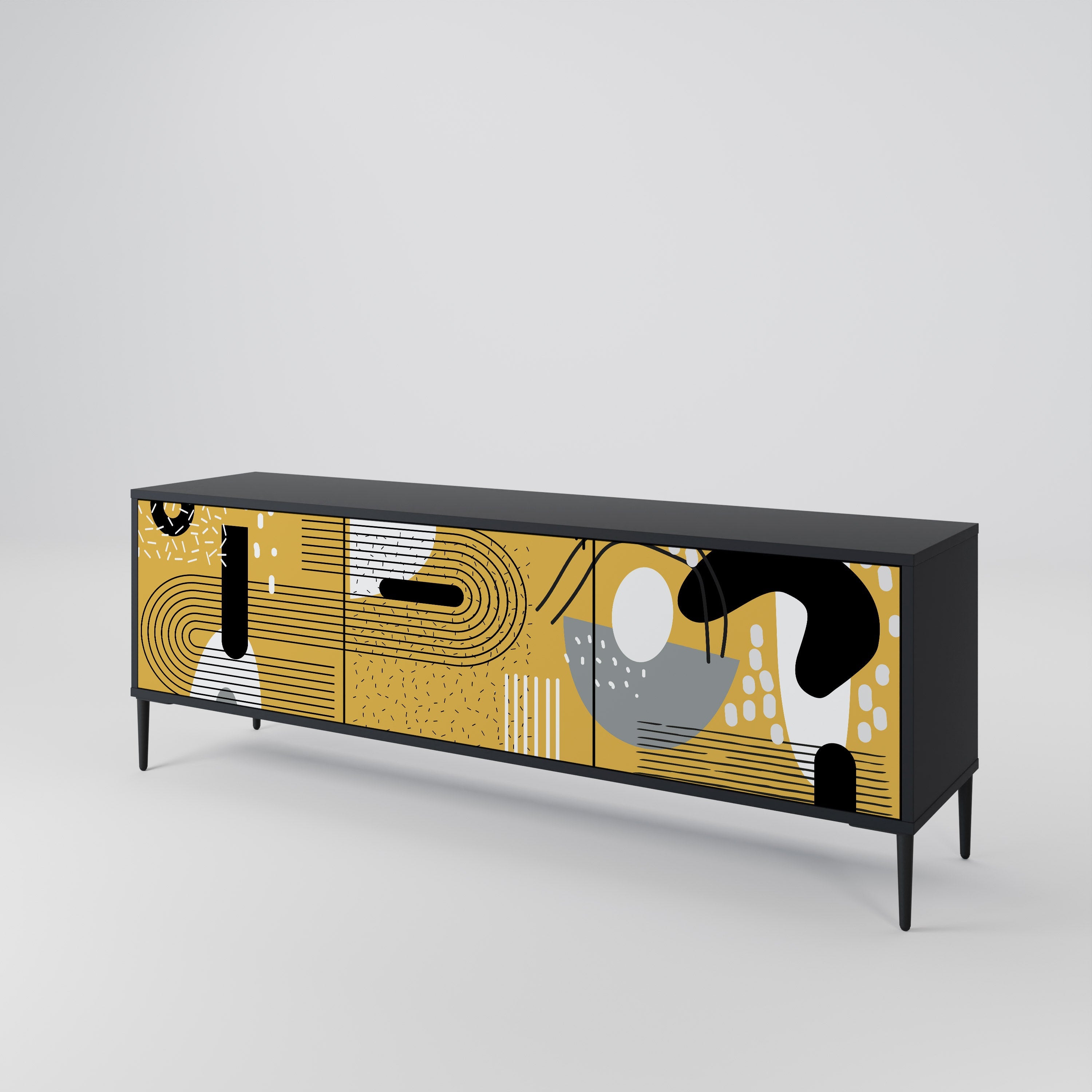 SHAPESHIFT SYMPHONY Móvel de TV com 3 Portas em Acabamento Preto