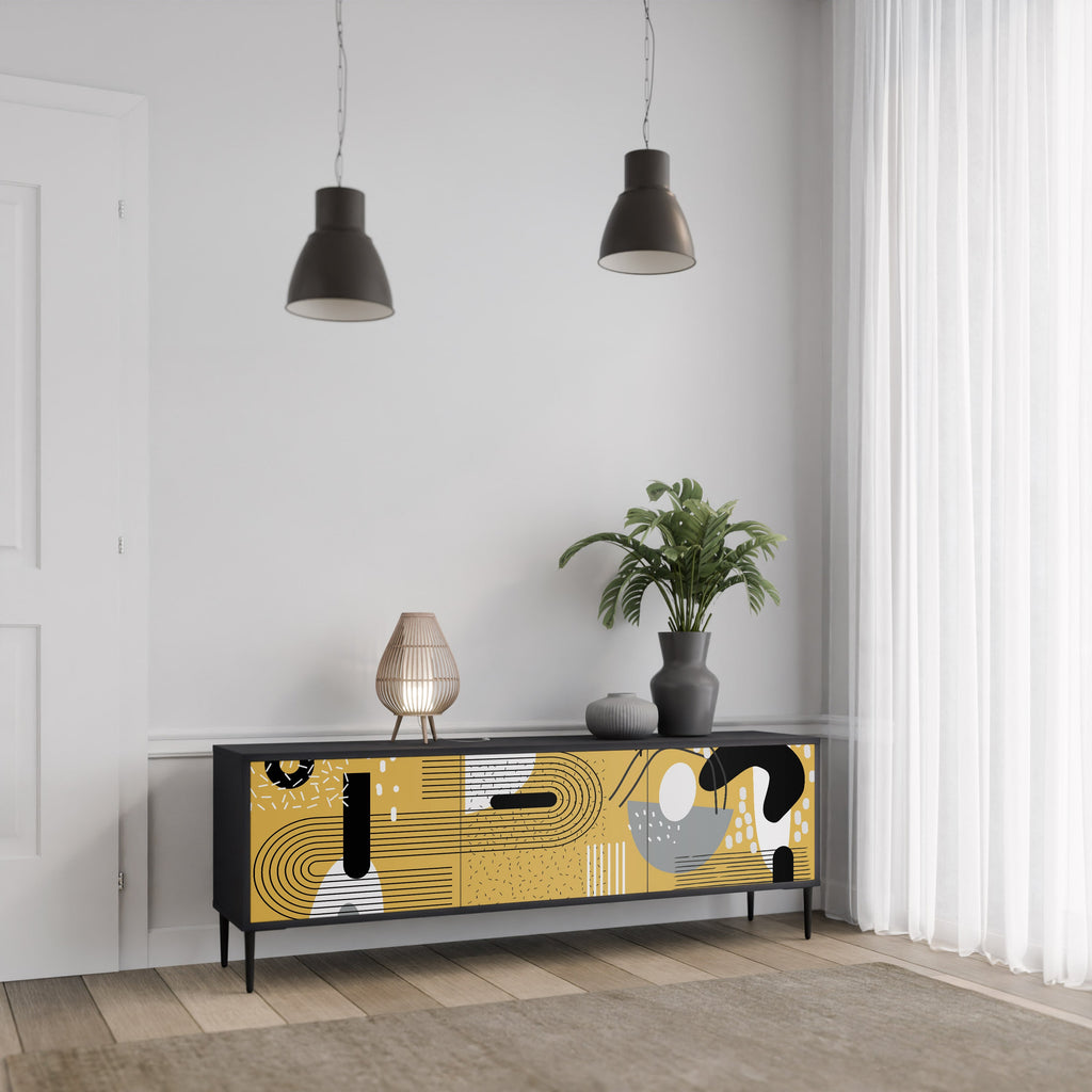 SHAPESHIFT SYMPHONY Móvel de TV com 3 Portas em Acabamento Preto