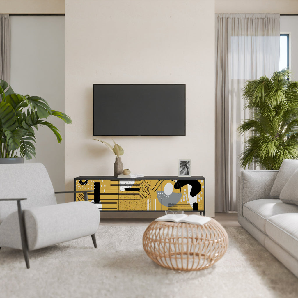 SHAPESHIFT SYMPHONY Móvel de TV com 3 Portas em Acabamento Preto