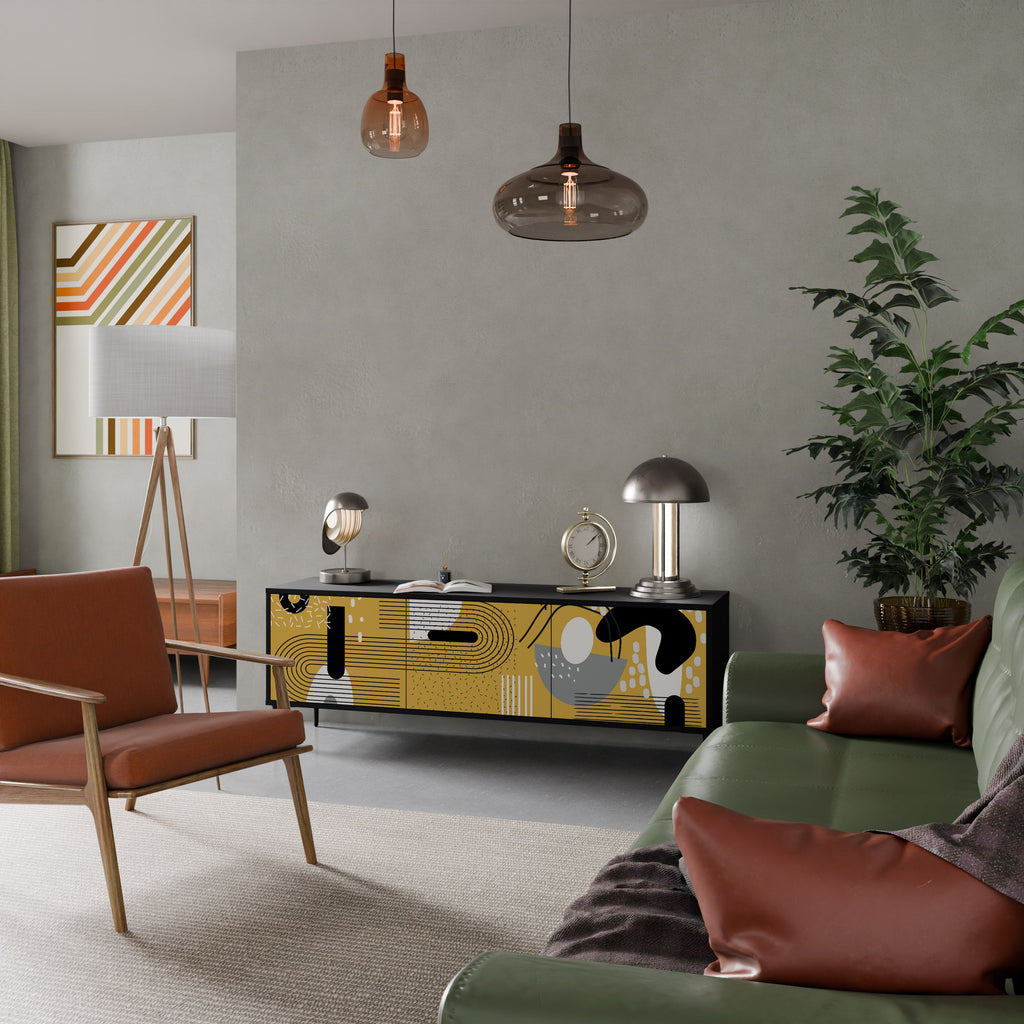 SHAPESHIFT SYMPHONY Móvel de TV com 3 Portas em Acabamento Preto