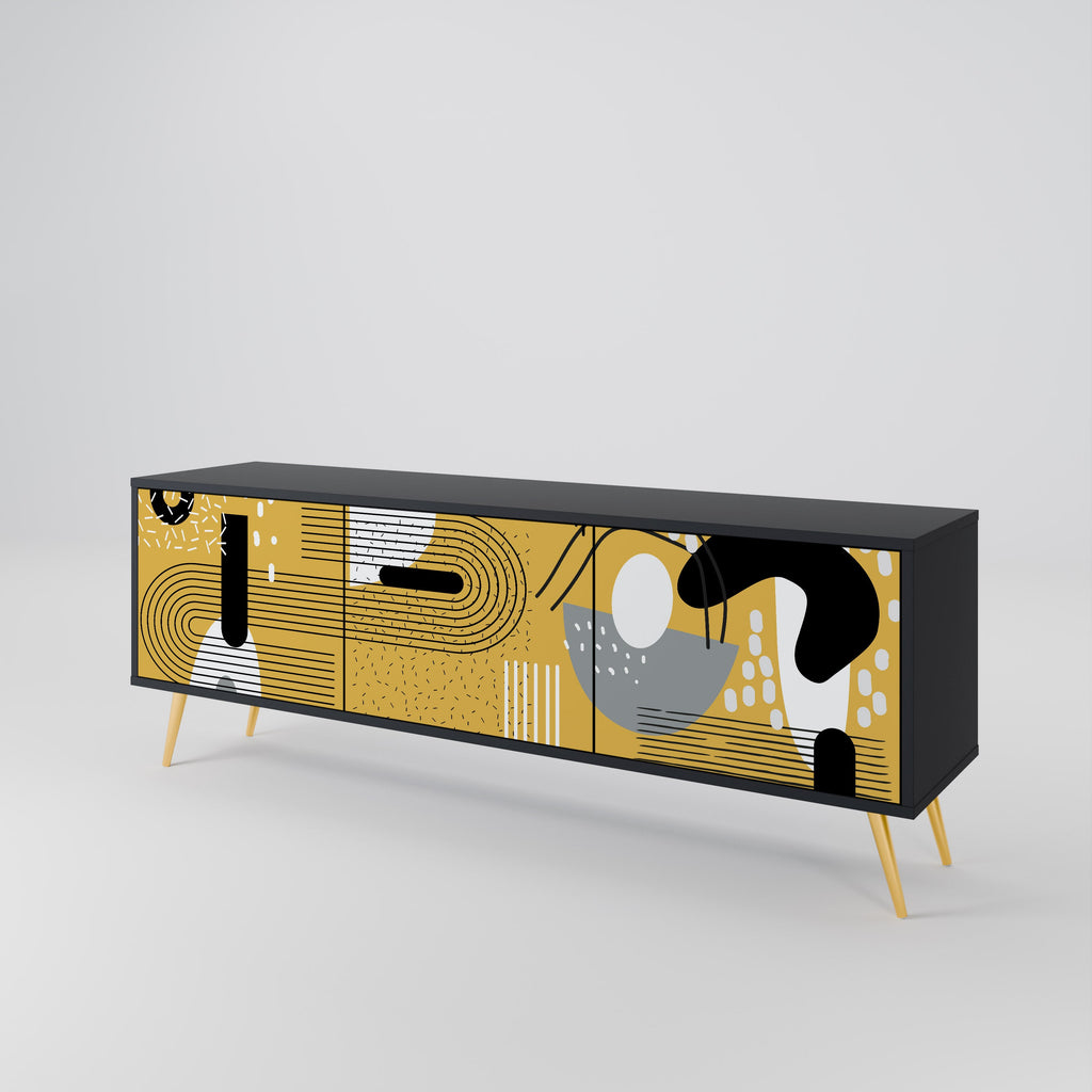 SHAPESHIFT SYMPHONY Móvel de TV com 3 Portas em Acabamento Preto