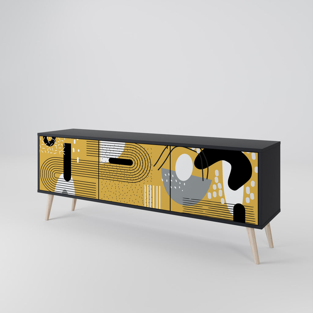 SHAPESHIFT SYMPHONY Móvel de TV com 3 Portas em Acabamento Preto