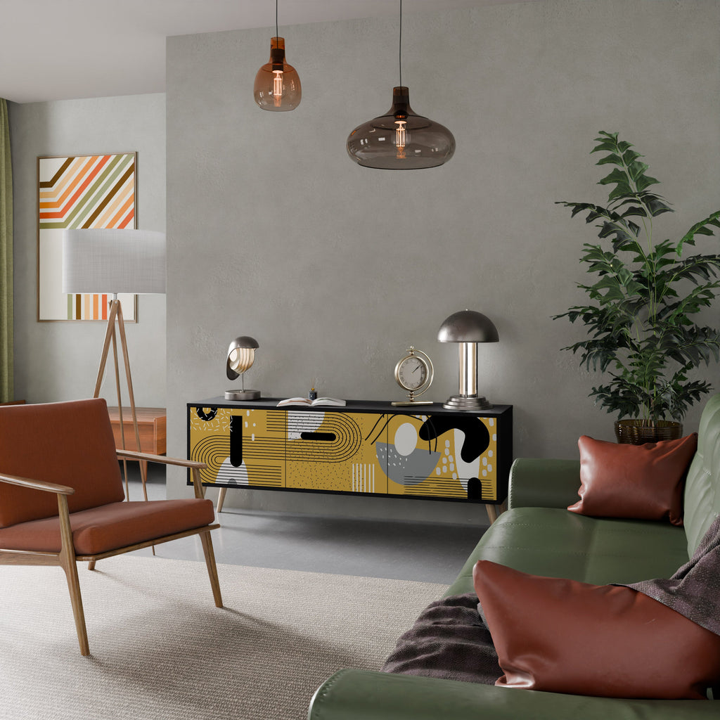 SHAPESHIFT SYMPHONY Móvel de TV com 3 Portas em Acabamento Preto