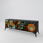 GEODE GLIMMER Móvel de TV com 3 Portas em Acabamento Preto