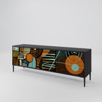 GEODE GLIMMER Móvel de TV com 3 Portas em Acabamento Preto