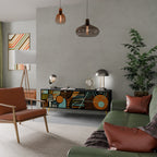 GEODE GLIMMER Móvel de TV com 3 Portas em Acabamento Preto