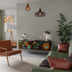 GEODE GLIMMER Móvel de TV com 3 Portas em Acabamento Preto