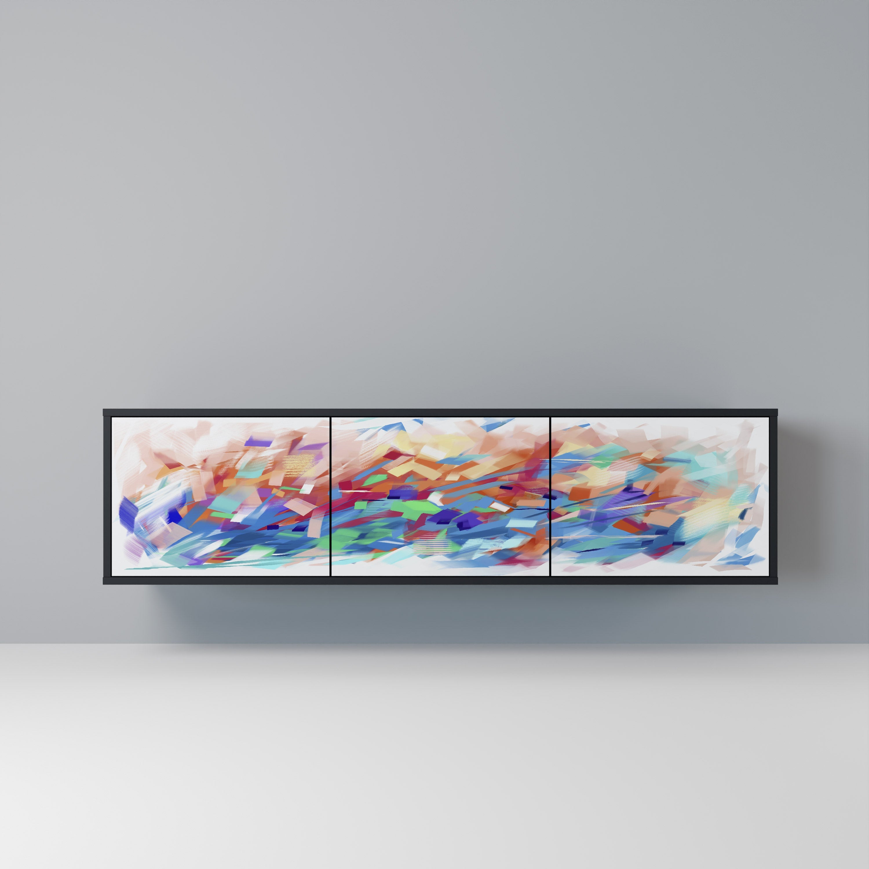 FINESSE MASH-UP Móvel de TV com 3 Portas em Acabamento Preto