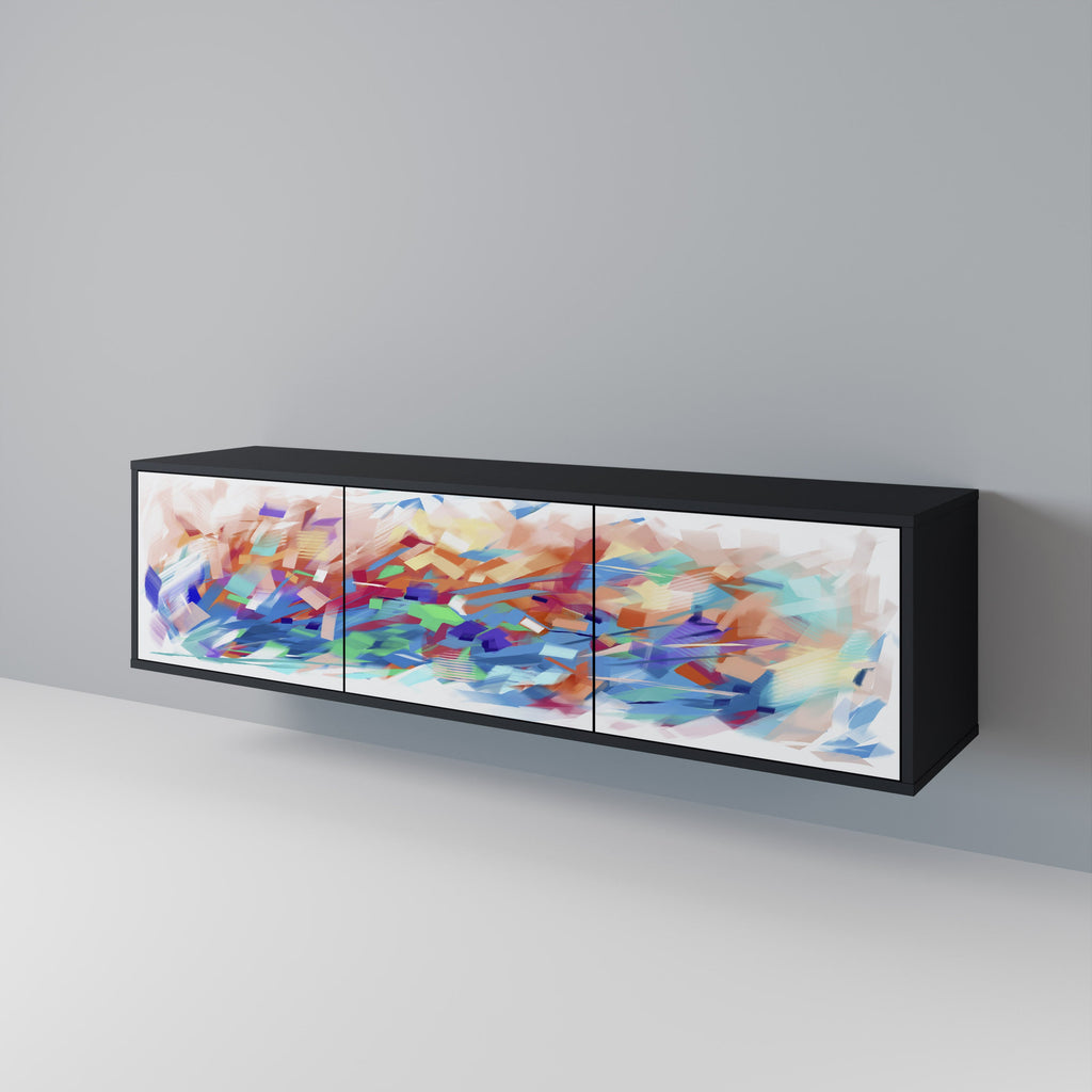 FINESSE MASH-UP 3-Door TV Stand in Black Finish